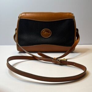 Vintage Dooney & Bourke Black and Brown Leather Crossbody Bag